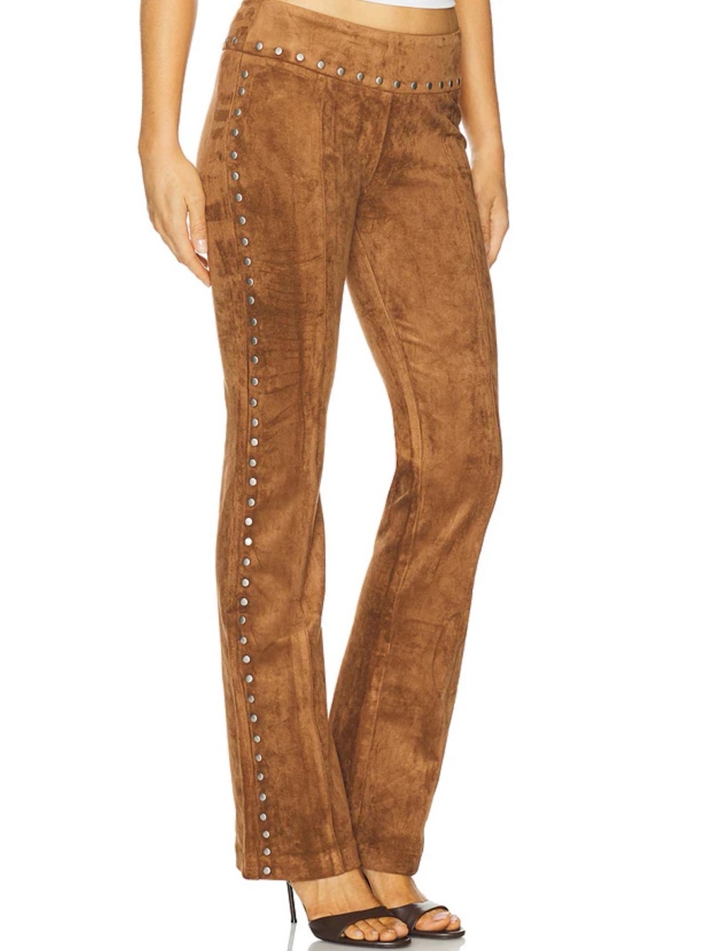 Amanda Uprichard x REVOLVE Regency Faux Suede Pants Pecan M NWT #221